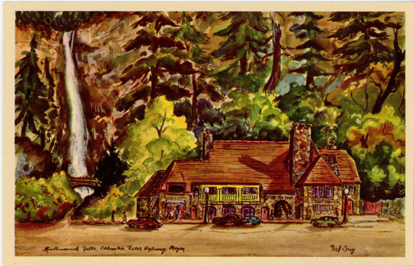 Multnomah Falls Oregon Columbia River Highway Vintage Postcard TED LEWY