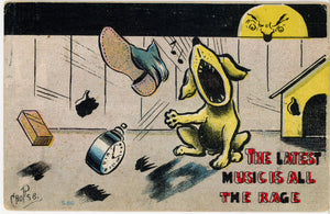 Dog Howling with Angry Moon Vintage Comic Dog Postcard 1917 - Vintage Postcard Boutique