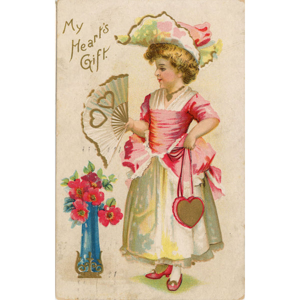 Vintage Valentine's Day Embossed Postcard My Heart's Gift 1909