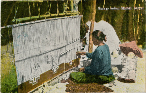 Navajo Indian Blanket Weaver Vintage Native American Postcard 1913
