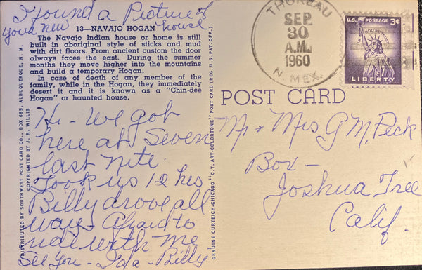 Navajo Hogan Native American Vintage Postcard 1960