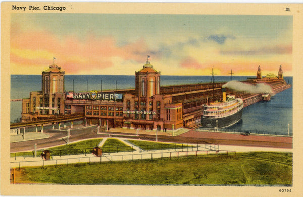 Navy Pier Lake Michigan Chicago Illinois Vintage Postcard (unused)