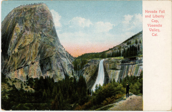 Nevada Fall Liberty Cap Yosemite National Park California Vintage Postcard c. 1910s