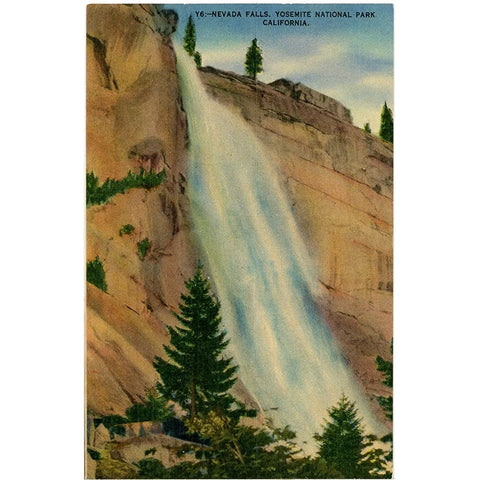 Yosemite National Park California Nevada Falls Vintage Postcard (unused)