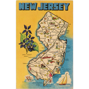 New Jersey Garden State Map Vintage Postcard (unused) - Vintage Postcard Boutique