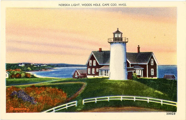 Nobska Light House Woods Hole Cape Cod Massachusetts Vintage Postcard (unused)