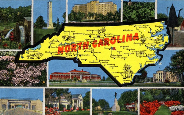 North Carolina State Map Multi-View Scenic Vintage Postcard (unused) - Vintage Postcard Boutique