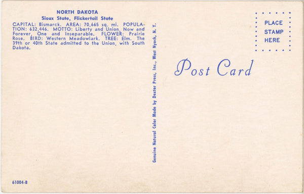 North Dakota Peach Garden State Large Letter Vintage Postcard (unused)