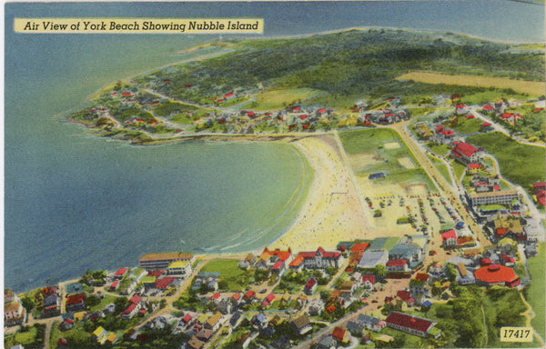 York Beach Nubble Island Aerial View Vintage Maine Postcard (unused)