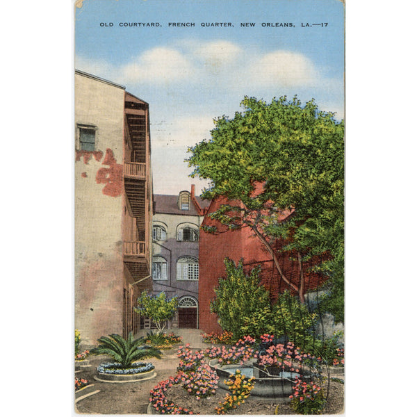 French Quarter Old Courtyard New Orleans Louisiana Vintage Postcard 1939