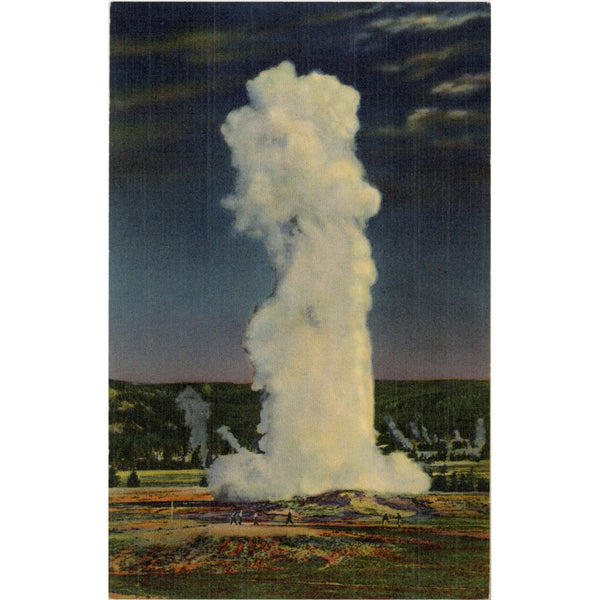Old Faithful by Moonlight Yellowstone National Park Wyoming Vintage Postcard (unposted)