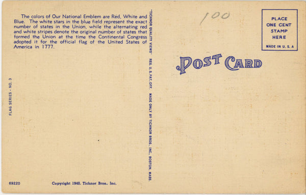 Old Glory Patriotic American Flag US Capitol Vintage Postcard (unposted)