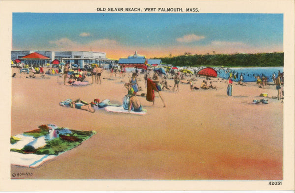 Old Silver Beach West Falmouth Massachusetts Vintage Postcard c. 1940s (unposted)