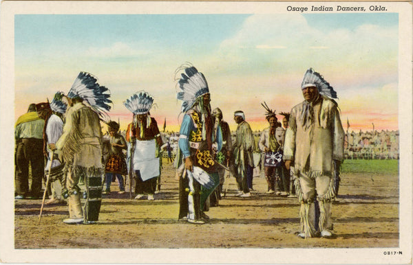 Osage Indian Dancers Oklahoma Vintage Native American Postcard (unposted)