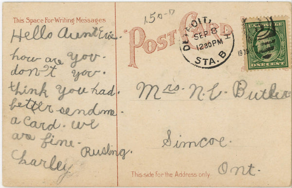 Palmer Park Entrance Log Cabin Detroit Michigan Vintage Postcard 1909
