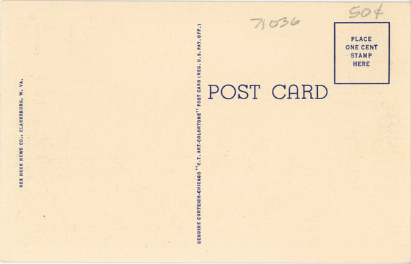 West Virginia U.S. Route 50 Clarksburg & Parkersburg Vintage Postcard (unused)