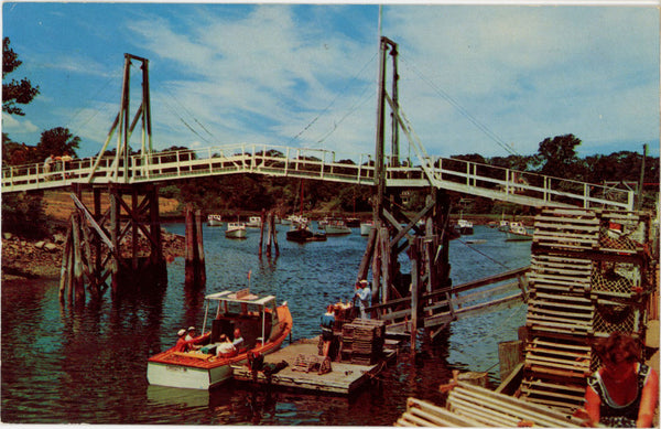 Ogunquit Maine Perkins Cove Fishermen & Boats Vintage Postcard 1970