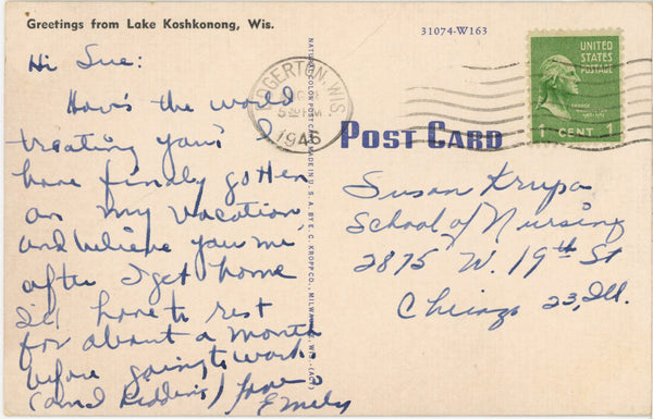 Pike Beauties Lake Koshkonong Wisconsin Vintage Fishing Angler Postcard 1946