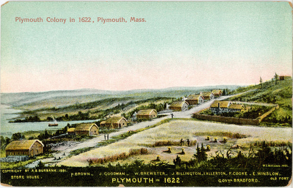 Plymouth Colony Massachusetts in 1622 Vintage Postcard c. 1907 (unused)