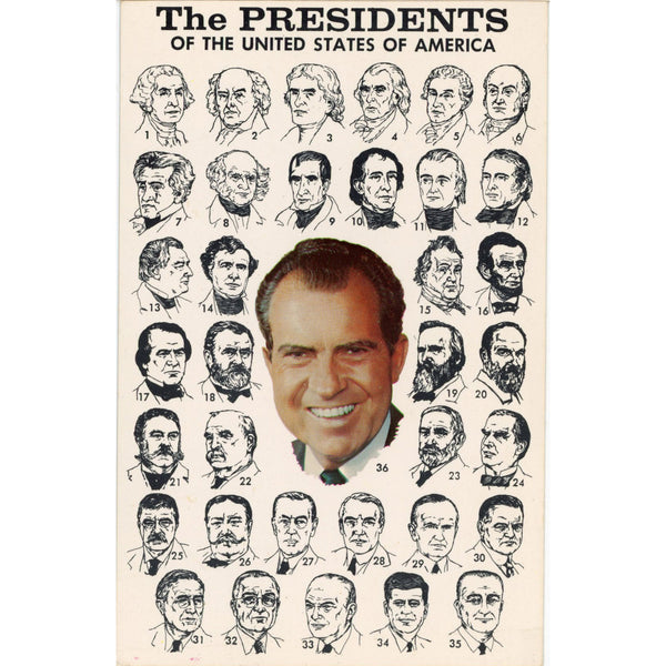 Presidents of the United States Through Nixon Vintage Postcard (unused)