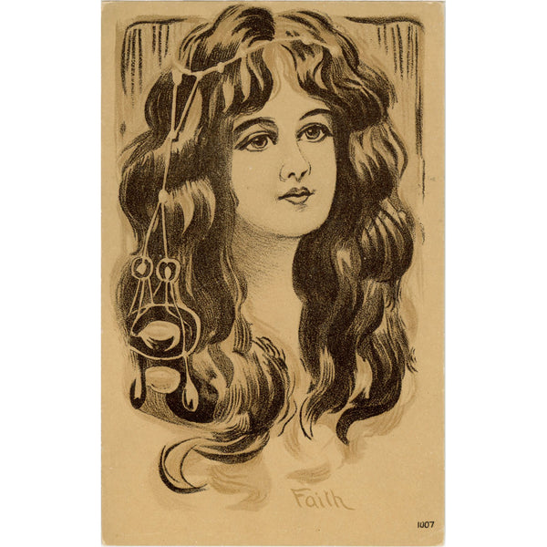 Pretty Lady Faith Vintage Postcard (unused)