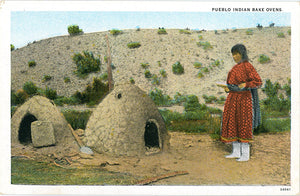 Pueblo Indian Woman Adobe Bake Oven Native American Vintage Postcard 1920s (unused) - Vintage Postcard Boutique