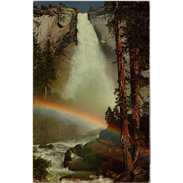 Nevada Falls Rainbow Yosemite National Park California Vintage Postcard c. 1950s