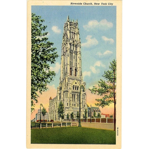 Riverside Church New York City NYC Vintage Postcard (unused) - Vintage Postcard Boutique