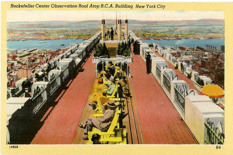 Rockefeller Center Observation Roof RCA Building New York City Vintage Postcard (unused)