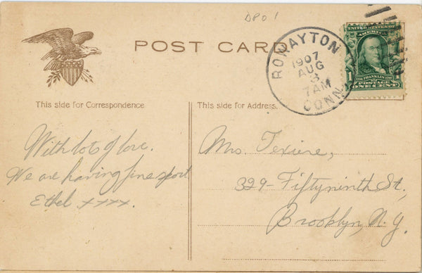 Sailing on Long Island Sound Roton Point Connecticut Vintage Postcard 1907