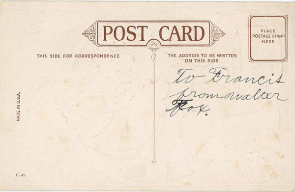 Santa & Doll Vintage Christmas Embossed Postcard c1910s C49