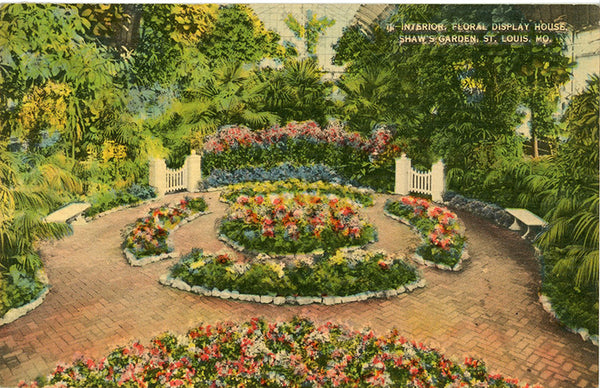 Shaw's Garden Floral Display House St. Louis Missouri Vintage Postcard 1945 - Vintage Postcard Boutique