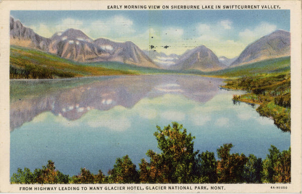 Glacier National Park Montana Sherburne Lake Vintage Postcard 1937
