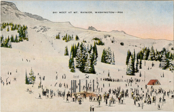 Ski Meet Rainier National Park Washington Vintage Postcard c. 1930s
