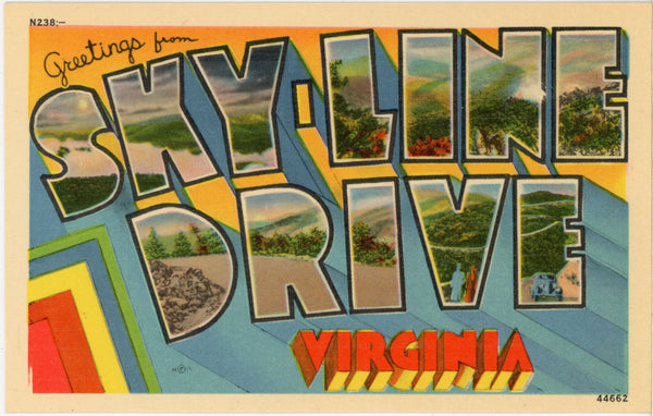 Skyline Drive Virginia Shenandoah National Park Large Letter Vintage Postcard (unposted)