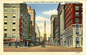 Soldiers and Sailors Monument Indianapolis Indiana Market Street Vintage Postcard 1947 - Vintage Postcard Boutique