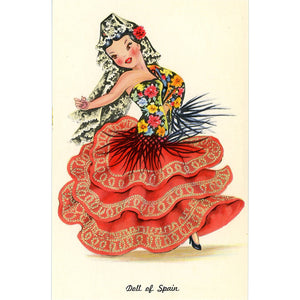 Doll of Spain Vintage Postcard - Dolls of Many Lands Series (unused)