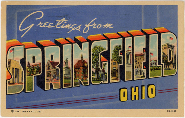 Springfield Ohio Large Letter Vintage Postcard 1959