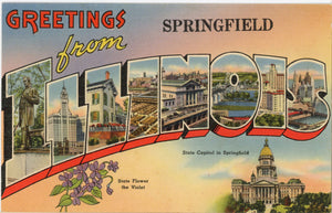 Springfield Illinois 'Prairie State' Large Letter Vintage Postcard (unused) - Vintage Postcard Boutique