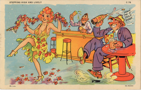 Stepping High & Lively Vintage Comic Postcard 1939 - Vintage Postcard Boutique