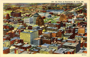 St. Louis Missouri Aerial View of Downtown Vintage Postcard 1930s (unused)