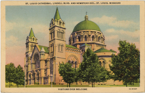 St. Louis Catholic Cathedral Lindell Blvd & Newstead Ave St. Louis Missouri Vintage Postcard (unposted)