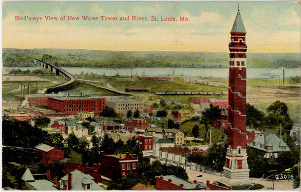 Water Tower & Mississippi River St. Louis Missouri Vintage Postcard 1913