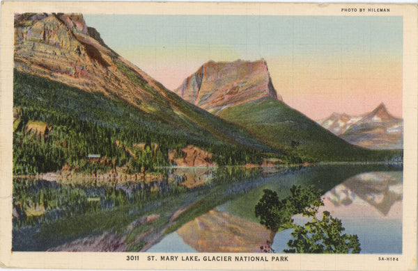 Glacier National Park St. Mary Lake Vintage Montana Postcard 1938