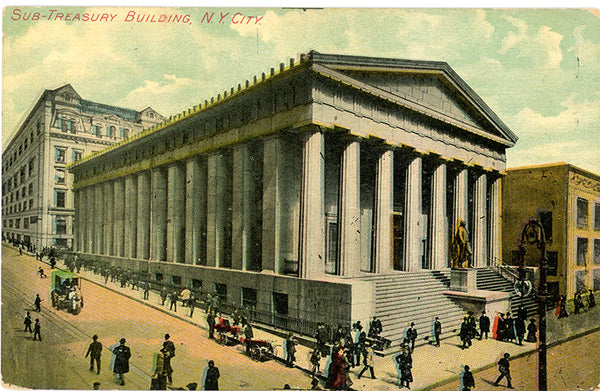 New York City Sub Treasury Building NYC Vintage Postcard 1910s (unused) - Vintage Postcard Boutique