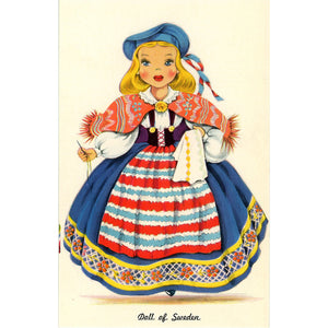Doll of Sweden Vintage Postcard - Dolls of Many Lands Series (unused)