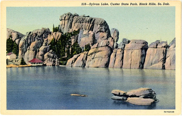 Black Hills South Dakota Sylvan Lake Custer State Park Vintage Postcard 1958