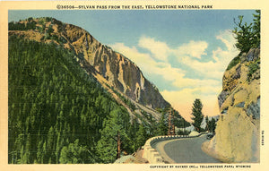 Sylvan Pass Yellowstone National Park near Cody Wyoming Vintage Postcard (unused)
