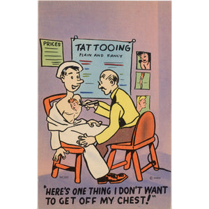 Tattooing Sailor Navy Comic Series Vintage Postcard WWII Era (unused) - Vintage Postcard Boutique