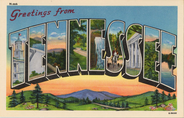 Tennessee 'Volunteer State' Large Letter Vintage Postcard (unused) - Vintage Postcard Boutique